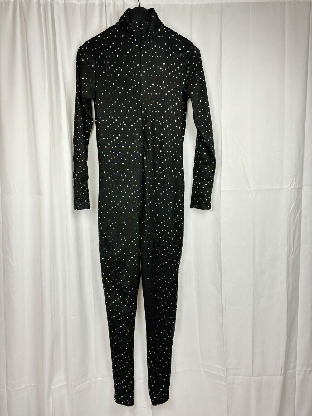 Spirit Halloween Black Sequin Full Bodysuit Stretch Size M